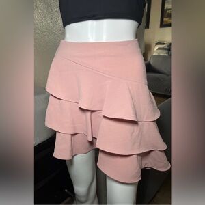 Zara Asymmetrical Pink Ruffle Skirt